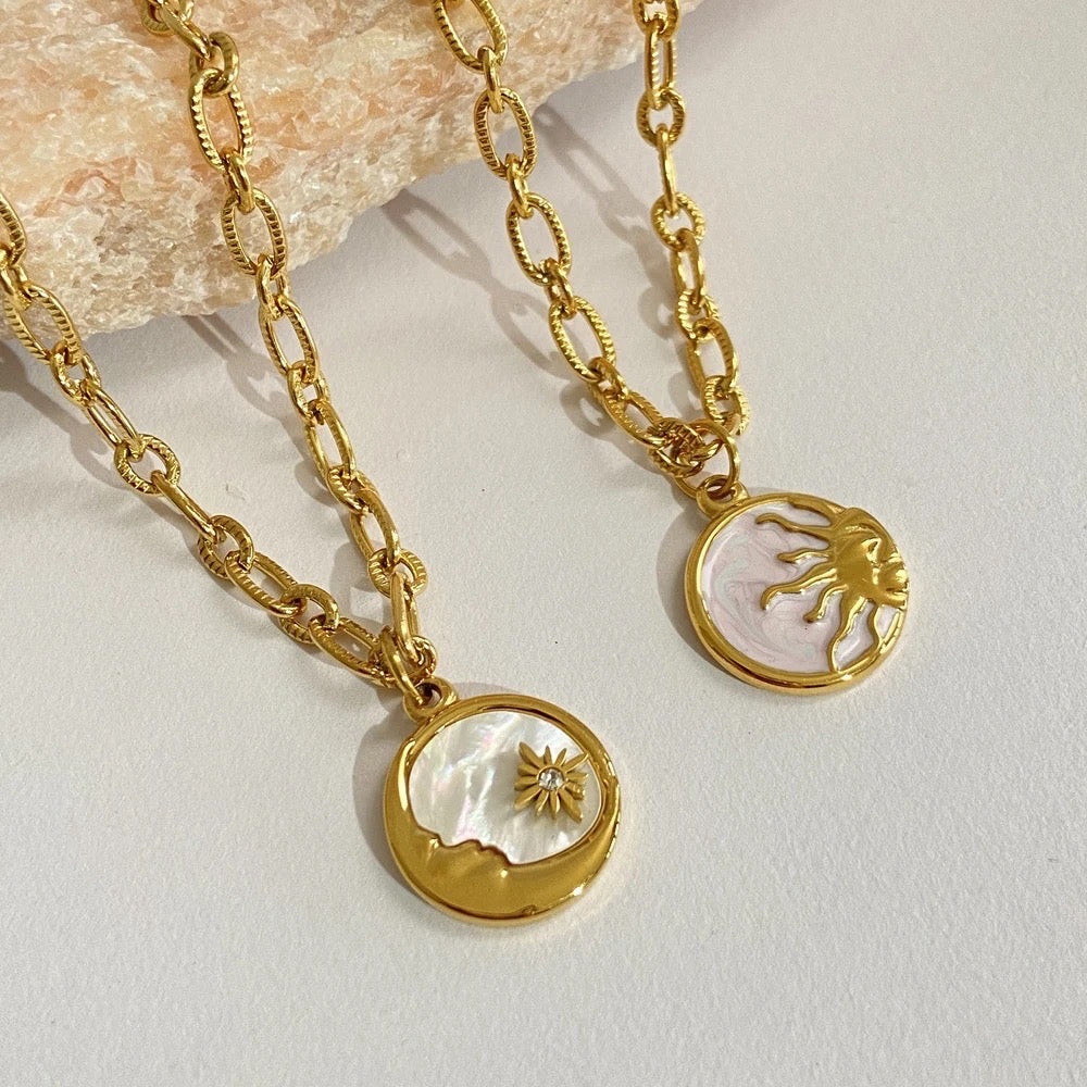 Pearl Sun & Moon 2 Piece Necklace