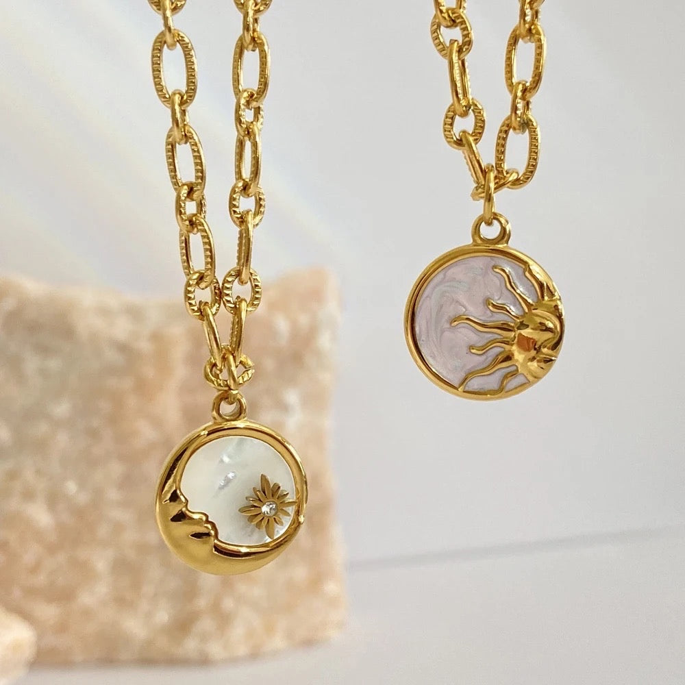 Pearl Sun & Moon 2 Piece Necklace