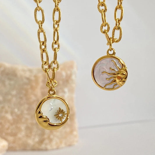 Pearl Sun & Moon 2 Piece Necklace