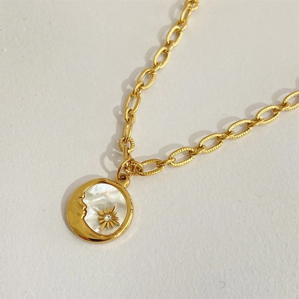 Pearl Sun & Moon 2 Piece Necklace