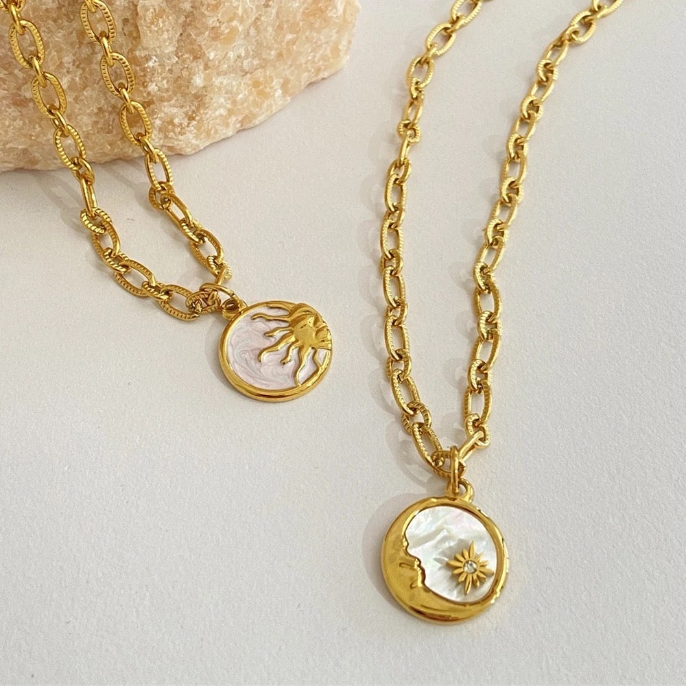 Pearl Sun & Moon 2 Piece Necklace
